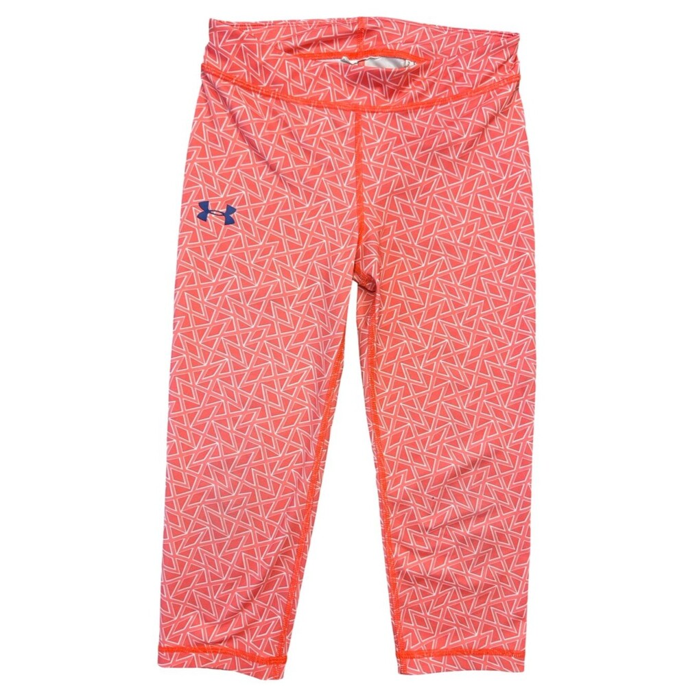 Girls Under Armour Athletic Leggings Cropped Size Large (10/12) Pink